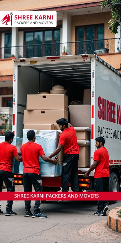 Tata truck being loaded with packed goods